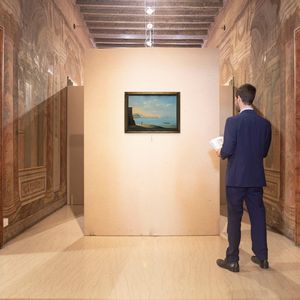 Scuola napoletana del XIX secolo : 'Napoli da Mergellina'  - Asta Dipinti del XIX e XX secolo - Associazione Nazionale - Case d'Asta italiane