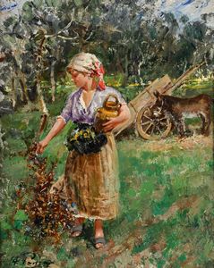 Giovanni Panza - Giovane contadinella in campagna