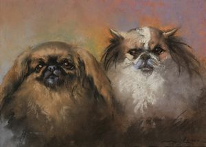 MARINO LENCI - Due cagnolini