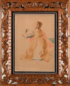 Eduardo Dalbono : Studio da un dipinto di Francesco Solimena  - Asta Dipinti del XIX e XX secolo - Associazione Nazionale - Case d'Asta italiane