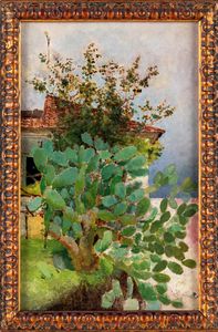 Luigi Paolillo - Studio di vegetazione con un vecchio edificio