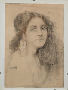 Basilio Cascella : Ritratto di ragazza con orecchino  - Asta Dipinti del XIX e XX secolo - Associazione Nazionale - Case d'Asta italiane