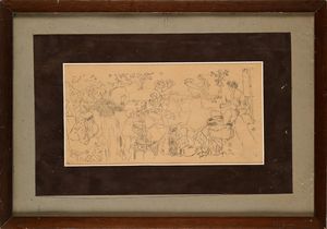 Pietro Scoppetta : La tarantella  - Asta Dipinti del XIX e XX secolo - Associazione Nazionale - Case d'Asta italiane