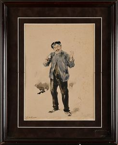 Pietro Scoppetta : 'O mbriaco'  - Asta Dipinti del XIX e XX secolo - Associazione Nazionale - Case d'Asta italiane