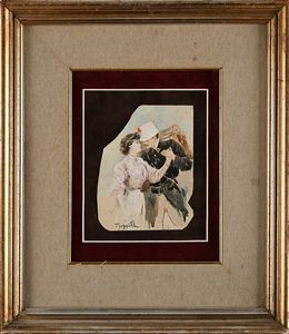 Pietro Scoppetta : 'Carmela mia'  - Asta Dipinti del XIX e XX secolo - Associazione Nazionale - Case d'Asta italiane