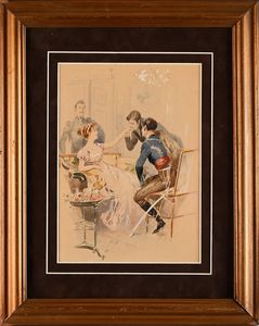 Pietro Scoppetta : Il baciamano  - Asta Dipinti del XIX e XX secolo - Associazione Nazionale - Case d'Asta italiane