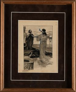Francesco Galante : Salom con il Battista - Tavola per illustrazione  - Asta Dipinti del XIX e XX secolo - Associazione Nazionale - Case d'Asta italiane