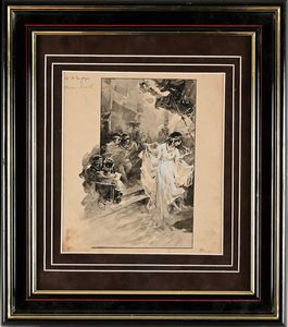 Francesco Galante : La danza di Salom - Tavola per illustrazione  - Asta Dipinti del XIX e XX secolo - Associazione Nazionale - Case d'Asta italiane