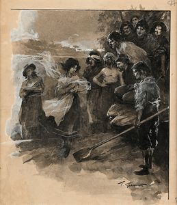 Francesco Galante - Tavola per illustrazione di Racconti della Steppa (La nuova arrivata tra i compaesani)