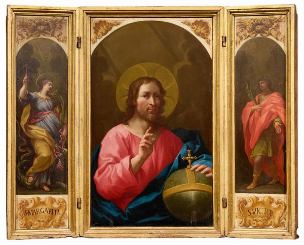 Paolo De Matteis : Salvator Mundi, Santa Margherita e San Vittore  - Asta Importanti Dipinti Antichi - Associazione Nazionale - Case d'Asta italiane