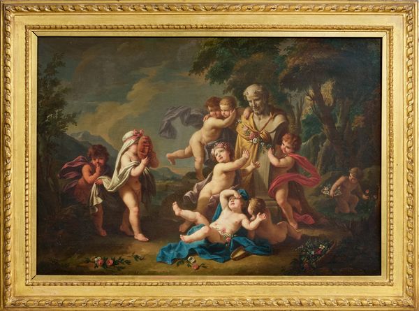 Scuola francese del XVIII secolo : Omaggio all'erma di Pan  - Asta Importanti Dipinti Antichi - Associazione Nazionale - Case d'Asta italiane