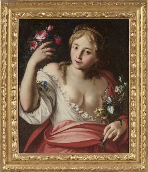 Francesco Mancini (attr. a) : Ritratto femminile come Allegoria di Flora  - Asta Importanti Dipinti Antichi - Associazione Nazionale - Case d'Asta italiane