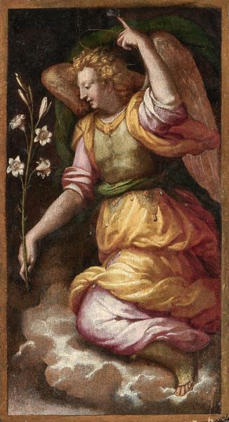 Francesco Morandini detto il Poppi (attr. a) : L'Arcangelo Gabriele (Angelo annunciante)  - Asta Importanti Dipinti Antichi - Associazione Nazionale - Case d'Asta italiane