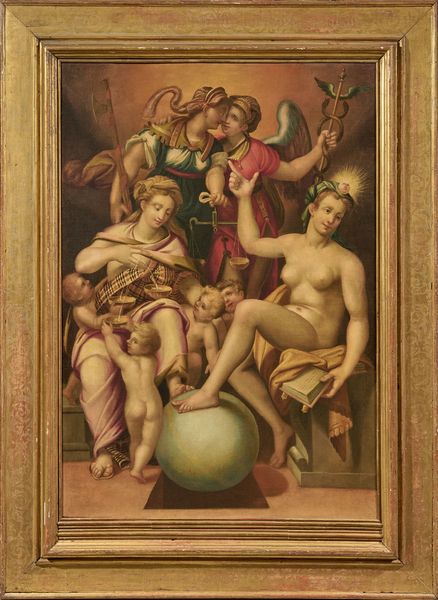 Orazio Samacchini (bottega di) : Le quattro Virt che reggono il mondo  - Asta Importanti Dipinti Antichi - Associazione Nazionale - Case d'Asta italiane