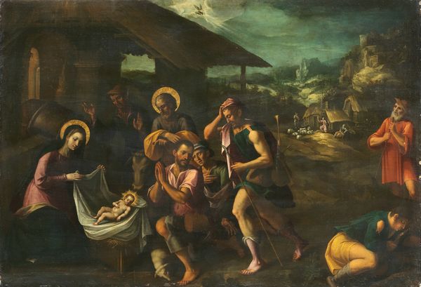 Scuola lombarda inizio XVII secolo : Nativit con annuncio e adorazione dei pastori  - Asta Importanti Dipinti Antichi - Associazione Nazionale - Case d'Asta italiane