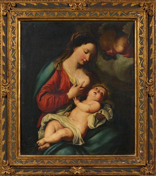 SCUOLA LOMBARDA DEL XVII SECOLO : Madonna col Bambino  - Asta Importanti Dipinti Antichi - Associazione Nazionale - Case d'Asta italiane