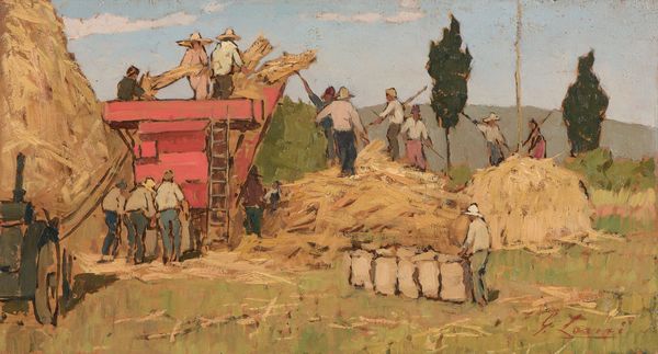 Giovanni Lomi : Trebbiatura  - Asta Dipinti e Sculture del XIX e XX secolo - Associazione Nazionale - Case d'Asta italiane