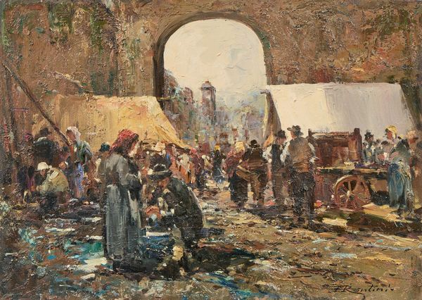 Ferruccio Rontini : Giorno di mercato a Vicchio  - Asta Dipinti e Sculture del XIX e XX secolo - Associazione Nazionale - Case d'Asta italiane