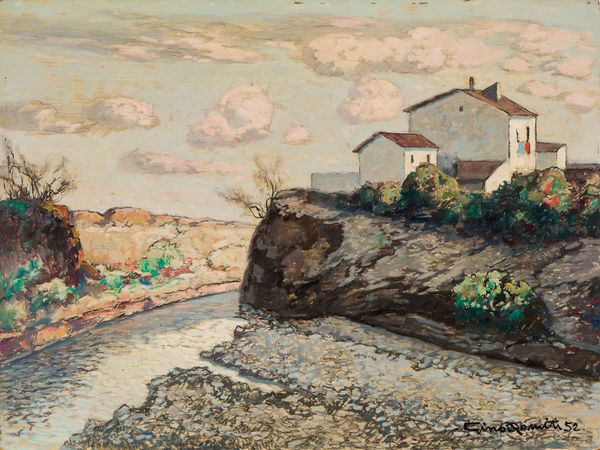 Gino Romiti : Case e fiume  - Asta Dipinti e Sculture del XIX e XX secolo - Associazione Nazionale - Case d'Asta italiane