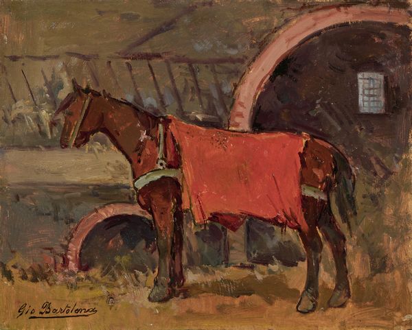 Giovanni Bartolena : Cavallo con coperta rossa  - Asta Dipinti e Sculture del XIX e XX secolo - Associazione Nazionale - Case d'Asta italiane