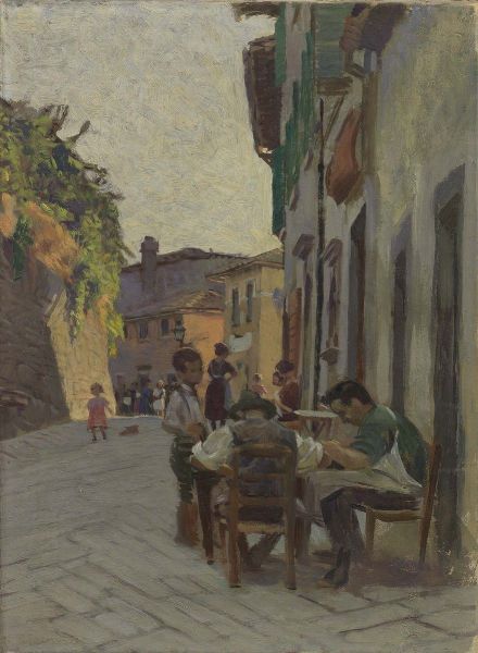 Ruggero Focardi : Strada di paese  - Asta Dipinti e Sculture del XIX e XX secolo - Associazione Nazionale - Case d'Asta italiane
