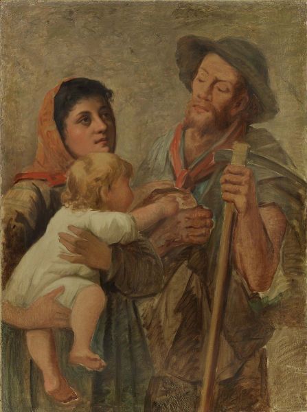 Egisto Ferroni : La famiglia  - Asta Dipinti e Sculture del XIX e XX secolo - Associazione Nazionale - Case d'Asta italiane