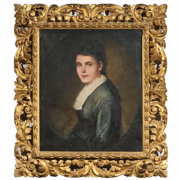 Ignoto del XIX secolo : Ritratto di giovanetta  - Asta Dipinti e Sculture del XIX e XX secolo - Associazione Nazionale - Case d'Asta italiane