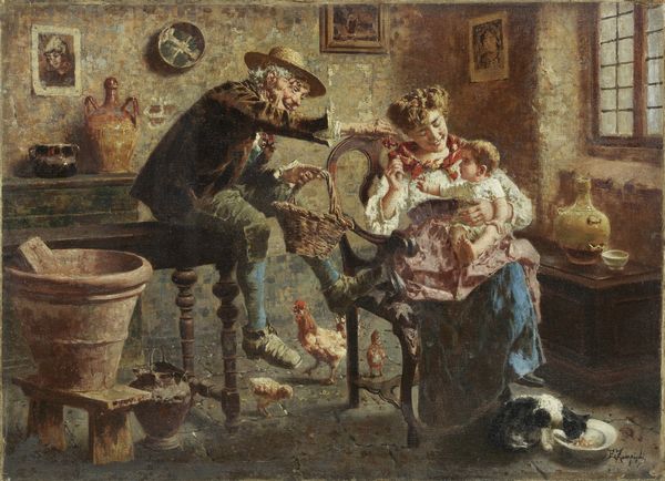 Eugenio Zampighi : Giochi con il nonno  - Asta Dipinti e Sculture del XIX e XX secolo - Associazione Nazionale - Case d'Asta italiane