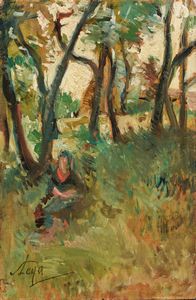 Silvestro Lega - Donna nella sughereta