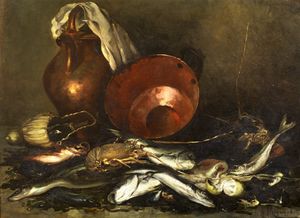 Marius Reynaud - Natura morta con pesci