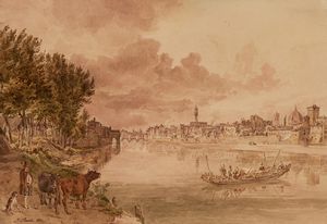 Johann Nepomuk Rauch - Veduta di Firenze dall'Arno