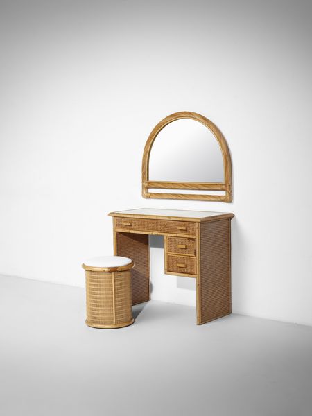 MANIFATTURA ITALIANA : Toeletta con sgabello e specchio  - Asta Asta 516 | DESIGN E ARTI DECORATIVE DEL NOVECENTO Online - Associazione Nazionale - Case d'Asta italiane