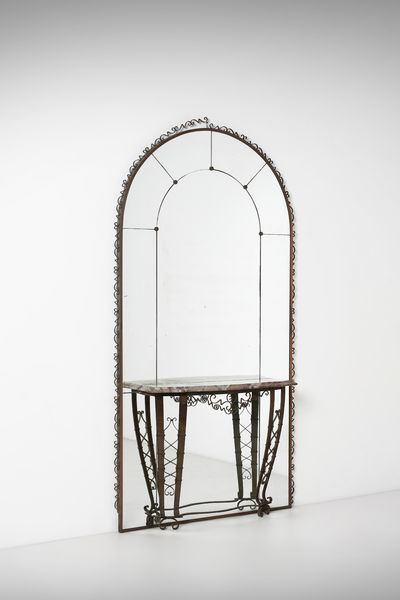 MANIFATTURA ITALIANA : Grande specchiera con consolle  - Asta Asta 516 | DESIGN E ARTI DECORATIVE DEL NOVECENTO Online - Associazione Nazionale - Case d'Asta italiane