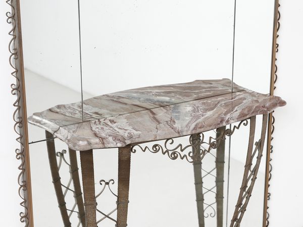 MANIFATTURA ITALIANA : Grande specchiera con consolle  - Asta Asta 516 | DESIGN E ARTI DECORATIVE DEL NOVECENTO Online - Associazione Nazionale - Case d'Asta italiane