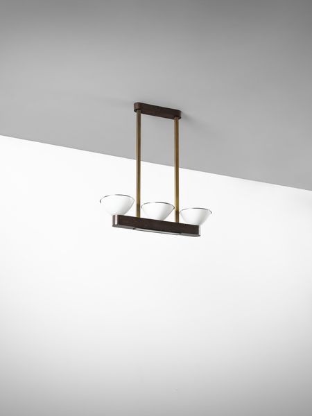 POLLICE ILLUMINAZIONE : Lampada a sospensione a tre coppe diffusori, Milano  - Asta Asta 516 | DESIGN E ARTI DECORATIVE DEL NOVECENTO Online - Associazione Nazionale - Case d'Asta italiane