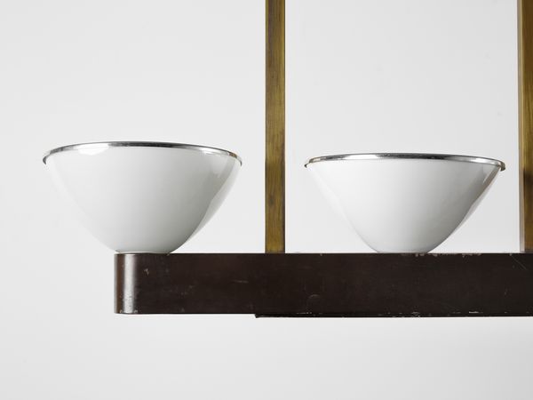 POLLICE ILLUMINAZIONE : Lampada a sospensione a tre coppe diffusori, Milano  - Asta Asta 516 | DESIGN E ARTI DECORATIVE DEL NOVECENTO Online - Associazione Nazionale - Case d'Asta italiane