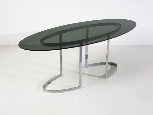 INTROINI VITTORIO (1935 - 2023) : Tavolo con piano ovale per Saporiti, Besnate  - Asta Asta 516 | DESIGN E ARTI DECORATIVE DEL NOVECENTO Online - Associazione Nazionale - Case d'Asta italiane