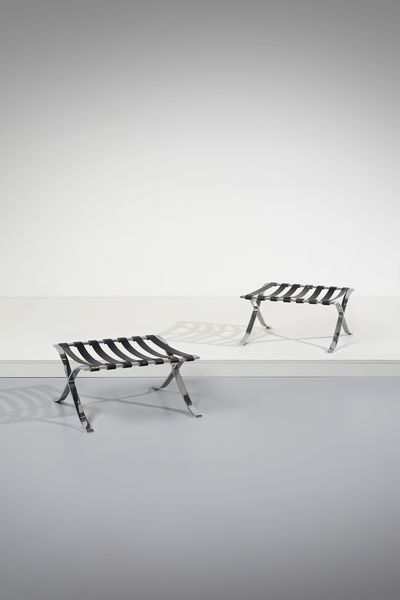 MIES VAN DER ROHE LUDWIG (1886 - 1969) : Coppia di poggiapiedi della serie Barcelona per Knoll International, USA  - Asta Asta 516 | DESIGN E ARTI DECORATIVE DEL NOVECENTO Online - Associazione Nazionale - Case d'Asta italiane
