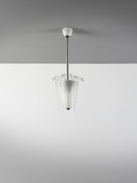 MANIFATTURA MURANESE : Lampada a sospensione decorata con foglie e fiori  - Asta Asta 516 | DESIGN E ARTI DECORATIVE DEL NOVECENTO Online - Associazione Nazionale - Case d'Asta italiane
