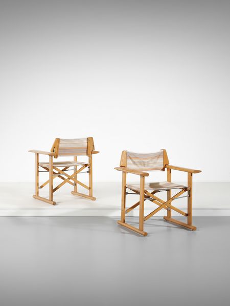 HAUNER CARLO  (1927 - 1996) : Coppia di poltroncine pieghevoli per Fratelli Reguitti, Agnosine  - Asta Asta 516 | DESIGN E ARTI DECORATIVE DEL NOVECENTO Online - Associazione Nazionale - Case d'Asta italiane