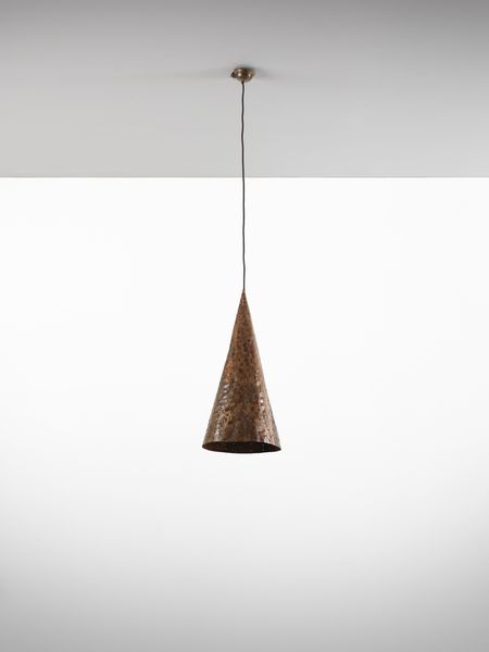 MANIFATTURA ITALIANA : Lampada a sospensione con paralume conico  - Asta Asta 516 | DESIGN E ARTI DECORATIVE DEL NOVECENTO Online - Associazione Nazionale - Case d'Asta italiane