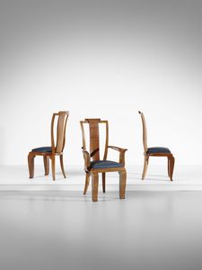 PECHE DAGOBERT (1887 - 1923) - nello stile di. Coppia di sedie e poltroncina, Trieste