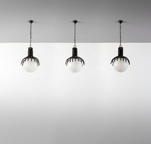 FANTONI MARCELLO (1915 - 2011) - attribuito. Tre lampade a sospensione brutaliste