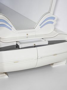FONTE DEL MOBILE : Mobile toeletta luminoso a quattro cassetti con grande specchiera  - Asta Asta 516 | DESIGN E ARTI DECORATIVE DEL NOVECENTO Online - Associazione Nazionale - Case d'Asta italiane