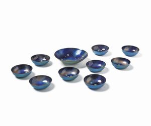 DE POLI PAOLO (1905 - 1996) - Lotto composto da dieci ciotole decorate con stelline, Padova