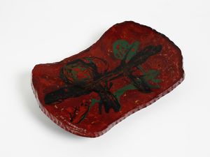 DUBE' (BARNABE' DUILIO) (1914 - 1961) - Grande piatto ricurvo con decoro astratto per Fontana Arte, Milano