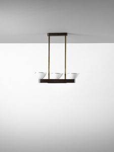 POLLICE ILLUMINAZIONE : Lampada a sospensione a tre coppe diffusori, Milano  - Asta Asta 516 | DESIGN E ARTI DECORATIVE DEL NOVECENTO Online - Associazione Nazionale - Case d'Asta italiane