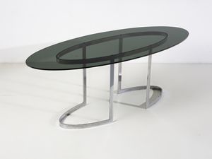 INTROINI VITTORIO (1935 - 2023) : Tavolo con piano ovale per Saporiti, Besnate  - Asta Asta 516 | DESIGN E ARTI DECORATIVE DEL NOVECENTO Online - Associazione Nazionale - Case d'Asta italiane