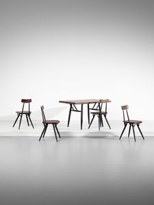 TAPIOVAARA ILMARI (1914 - 1999) - Quattro sedie mod. Pirkka e tavolo per Laukaan Puu, Finlandia
