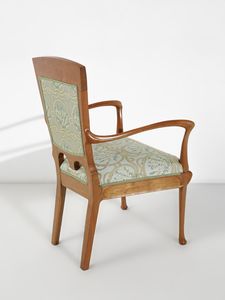 BASILE ERNESTO (1857 - 1932) : attribuito. Coppia di poltrone Liberty con poggiapiedi  - Asta Asta 516 | DESIGN E ARTI DECORATIVE DEL NOVECENTO Online - Associazione Nazionale - Case d'Asta italiane